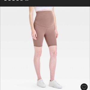 Maternity High-Waist Biker Shorts - Taupe